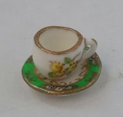 English Fruit Pomegranate Cup & Saucer by Christopher Whitford