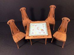 Art Nouveau Game Table & Chairs by Taller-Targioni