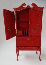Red Chinoiserie Secretairy by Bespaq