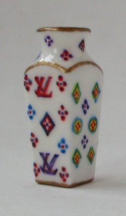 LV Monogram Designer Square Vase by Christopher Whitford
