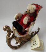 Santa Teddy Bear in Sleigh by Helen Moris