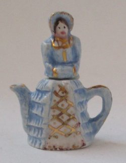 Crinoline Lady Blue Teapot by Valerie Casson