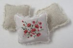 Red Flowers Silk Pillow Set of 3 by Maritza Moran