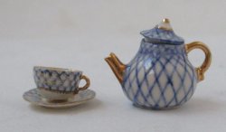 Lomosolv Blue Net Teapot & Coffee Cup by The China Closet