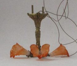 Chandelier w/ Orange Tipped Shade by Jim Pounder