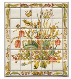Parrot Tulips Tile by Tiny Ceramics Parrot Tulips Tile by Tiny Ceramics
