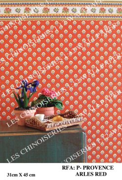Provence Arles Red Wallpaper by Les Chinoiserie Provence Arles Red Wallpaper by Les Chinoiserie