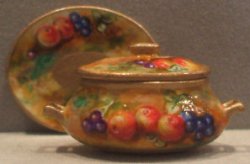 Royal Worcestor Inspired Fruit Oval Tureen w/ Tray by Whitford