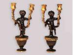 Pair of French Gilded Bronze Cherub Candlebras by Tony Knott